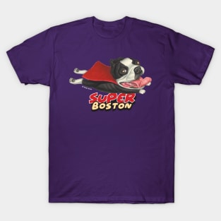 cute Super Hero  flying Boston Terrier T-Shirt